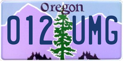 OR license plate 012UMG