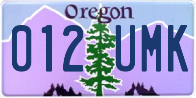 OR license plate 012UMK