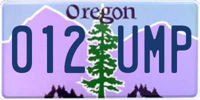 OR license plate 012UMP