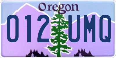 OR license plate 012UMQ