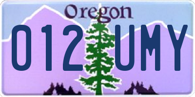 OR license plate 012UMY