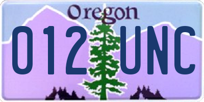 OR license plate 012UNC