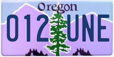 OR license plate 012UNE