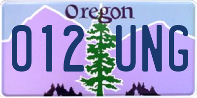 OR license plate 012UNG