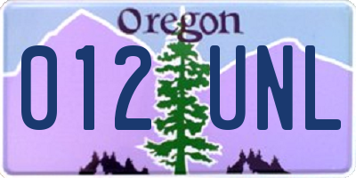 OR license plate 012UNL