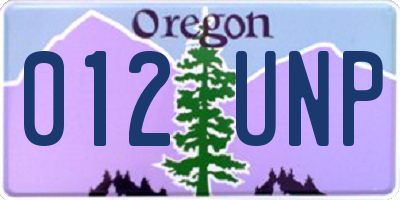 OR license plate 012UNP