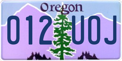 OR license plate 012UOJ