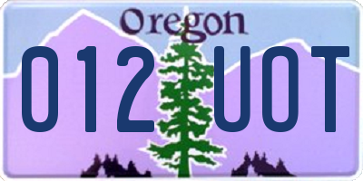 OR license plate 012UOT