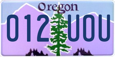 OR license plate 012UOU
