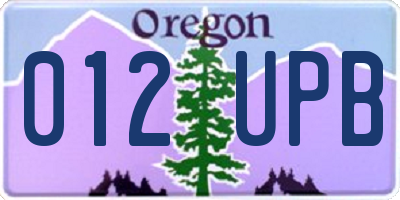 OR license plate 012UPB