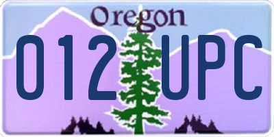 OR license plate 012UPC