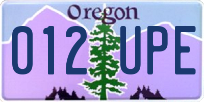 OR license plate 012UPE