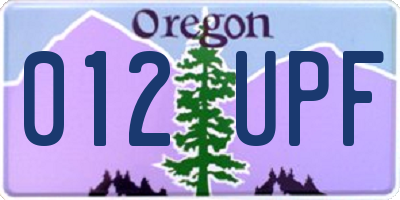 OR license plate 012UPF