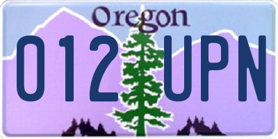 OR license plate 012UPN