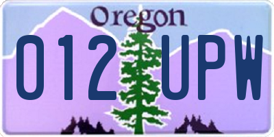 OR license plate 012UPW