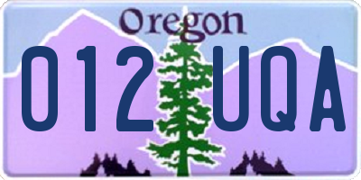 OR license plate 012UQA