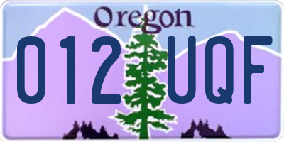 OR license plate 012UQF