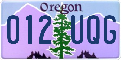OR license plate 012UQG