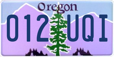 OR license plate 012UQI
