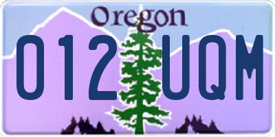 OR license plate 012UQM