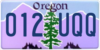 OR license plate 012UQQ