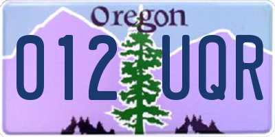 OR license plate 012UQR