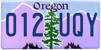 OR license plate 012UQY