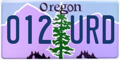 OR license plate 012URD