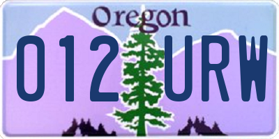 OR license plate 012URW