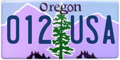 OR license plate 012USA