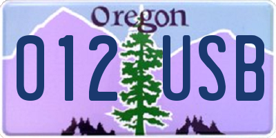 OR license plate 012USB