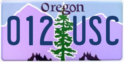 OR license plate 012USC