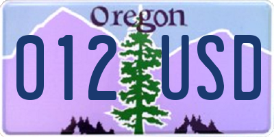 OR license plate 012USD
