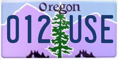OR license plate 012USE