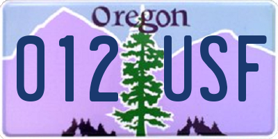 OR license plate 012USF