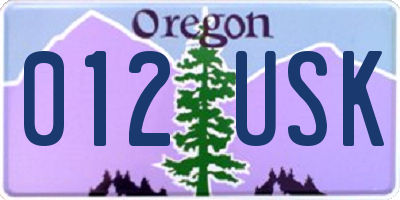 OR license plate 012USK