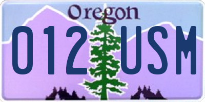 OR license plate 012USM