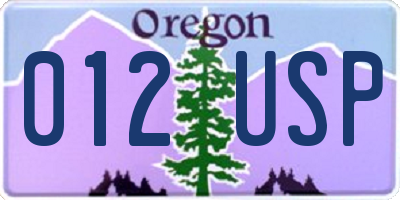 OR license plate 012USP