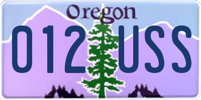 OR license plate 012USS