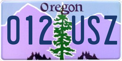 OR license plate 012USZ