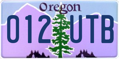 OR license plate 012UTB