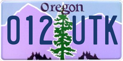 OR license plate 012UTK