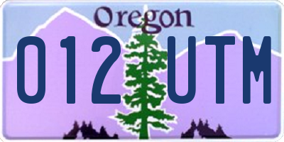 OR license plate 012UTM