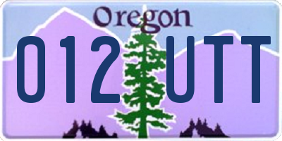 OR license plate 012UTT