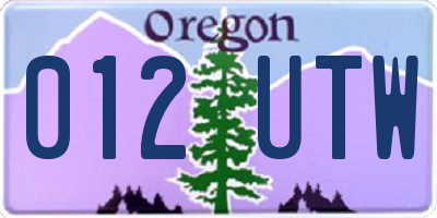 OR license plate 012UTW