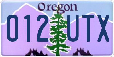 OR license plate 012UTX