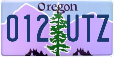 OR license plate 012UTZ
