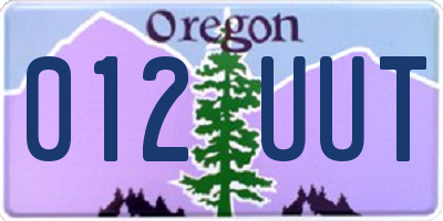 OR license plate 012UUT