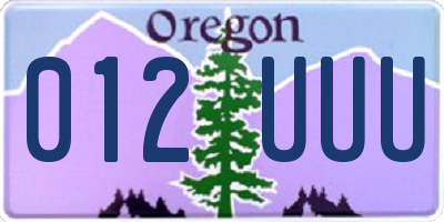 OR license plate 012UUU