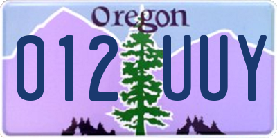 OR license plate 012UUY